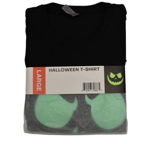 Glow In The Dark Spooky Face T Shirt Large Black Green Face Halloween - Picture 2 of 4